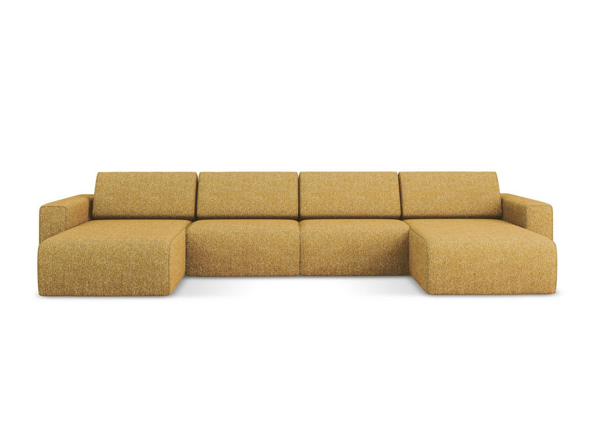 WOHNLANDSCHAFT Strukturstoff Stoff Gelb - Currygelb/Gelb, Kunststoff/Textil (404/80/167cm) - Makamii