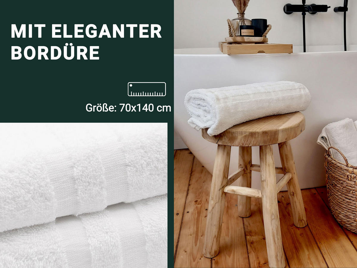 DUSCHTÜCHER, 4er-Set, 70x140 cm, 100% Baumwolle, Weiß - Weiß, Textil (70/140cm) - Zollner