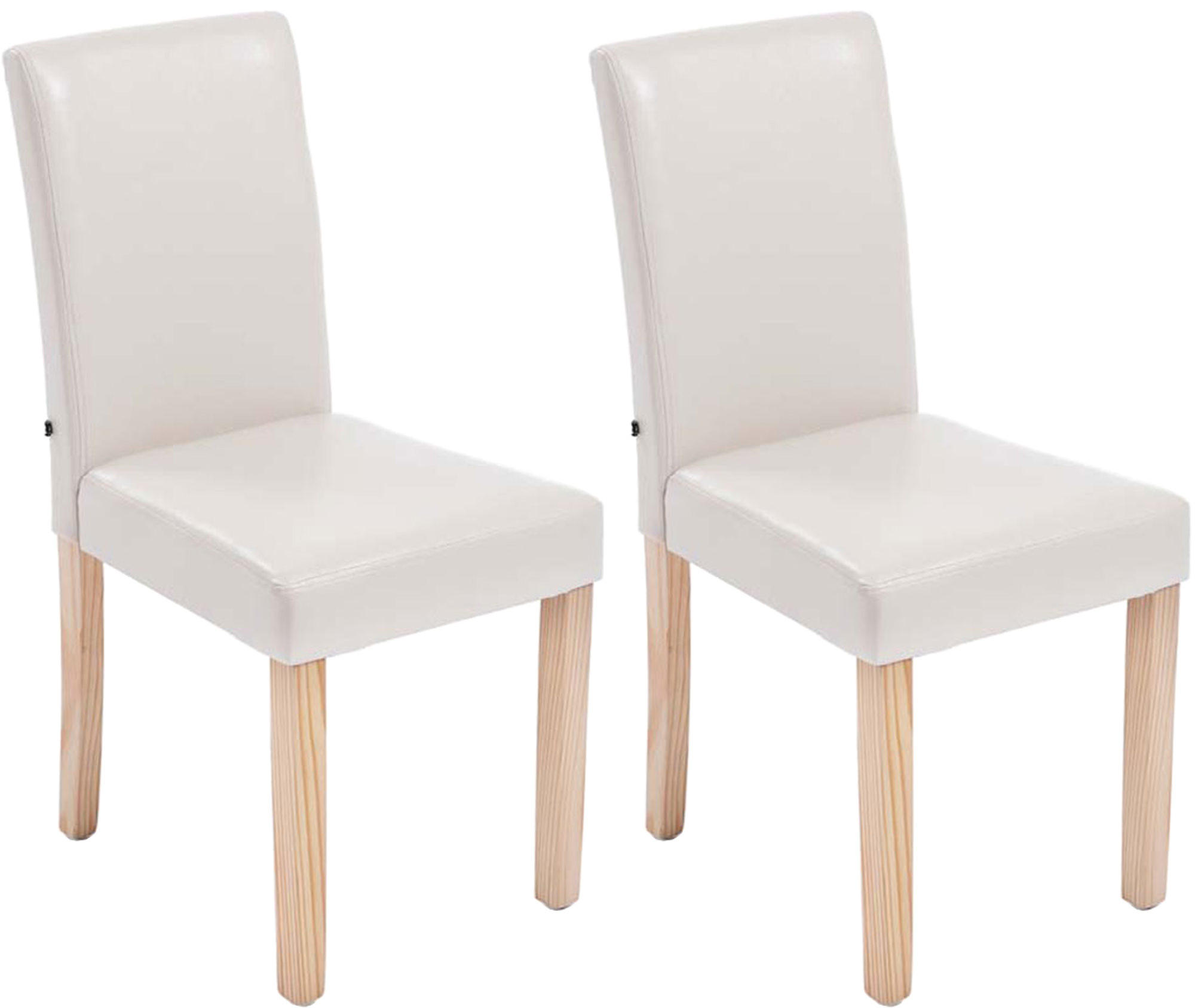 ESSZIMMERSTUHL Ines, 2er Set Kunstleder, Gestell Holz Natura Creme - Naturfarben, Holz/Textil (41/91/47cm) - TPFLiving