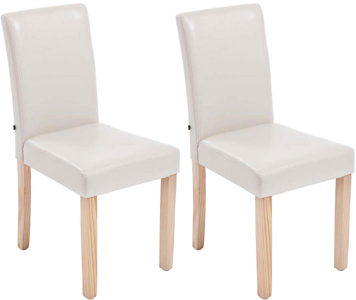 ESSZIMMERSTUHL Ines, 2er Set Kunstleder, Gestell Holz Natura Creme - Naturfarben, Holz/Textil (41/91/47cm) - TPFLiving