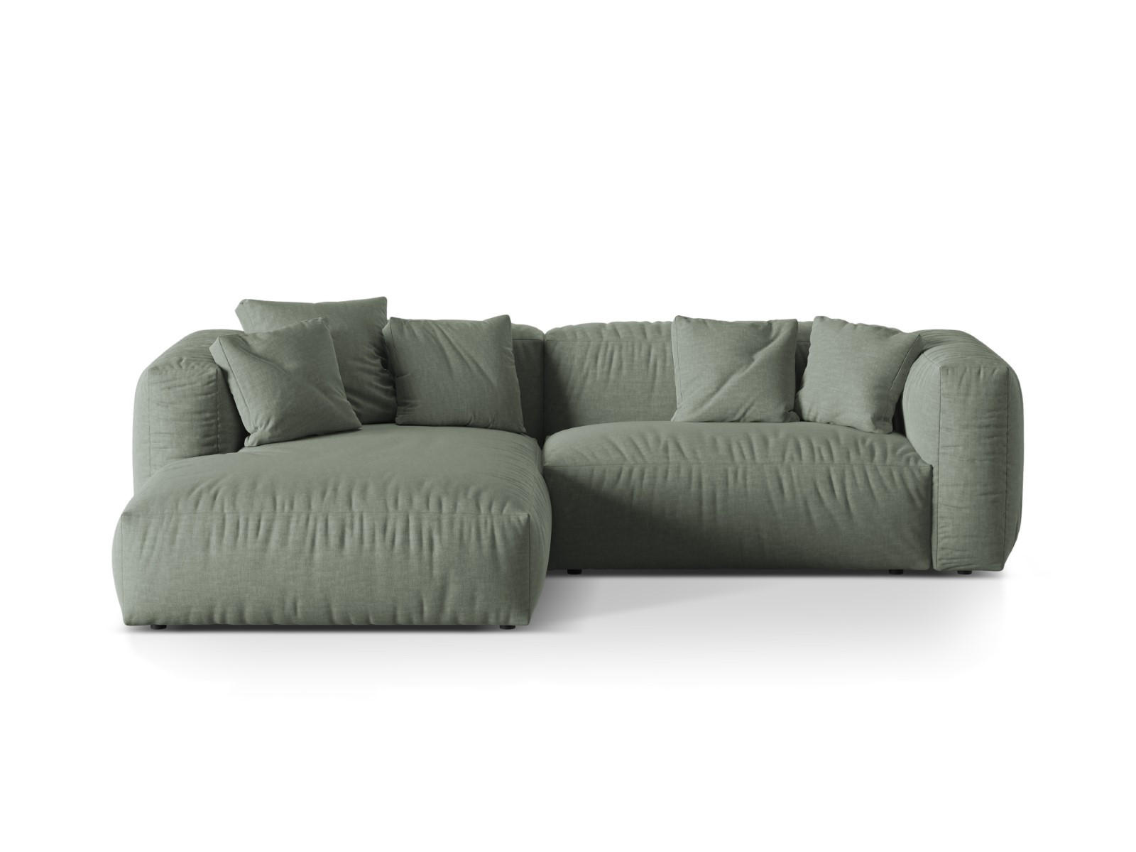 ECKSOFA modular links Martina aus strukturiertem Stoff moosgrün 2 Sitzplätze - Salbeigrün, Textil (176/283cm) - Micadoni