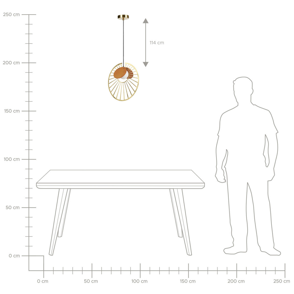 HÄNGELEUCHTE Bargo 10/20/151 cm - Goldfarben, Metall (10/20/151cm) - Beliani