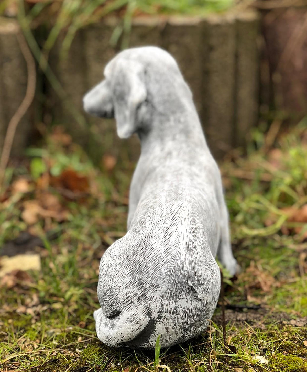 STEINFIGUR Dackel Hund frostfest wetterfest Gartenfigur Steinguss - Grau, Stein (14/20/24cm) - stoneandstyle