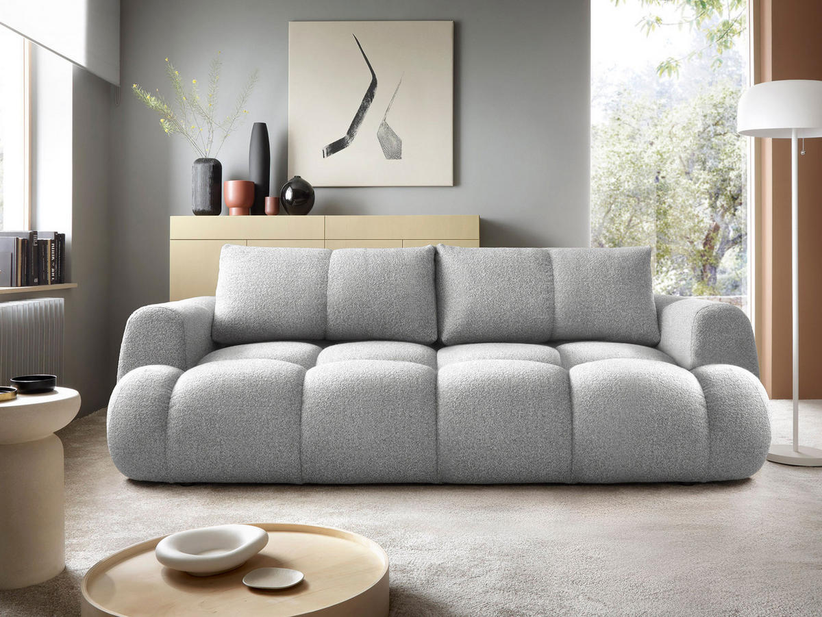 SCHLAFSOFA Mitto - Hellgrau/Schwarz, Holzwerkstoff/Kunststoff (250/85/117cm) - MIRJAN24