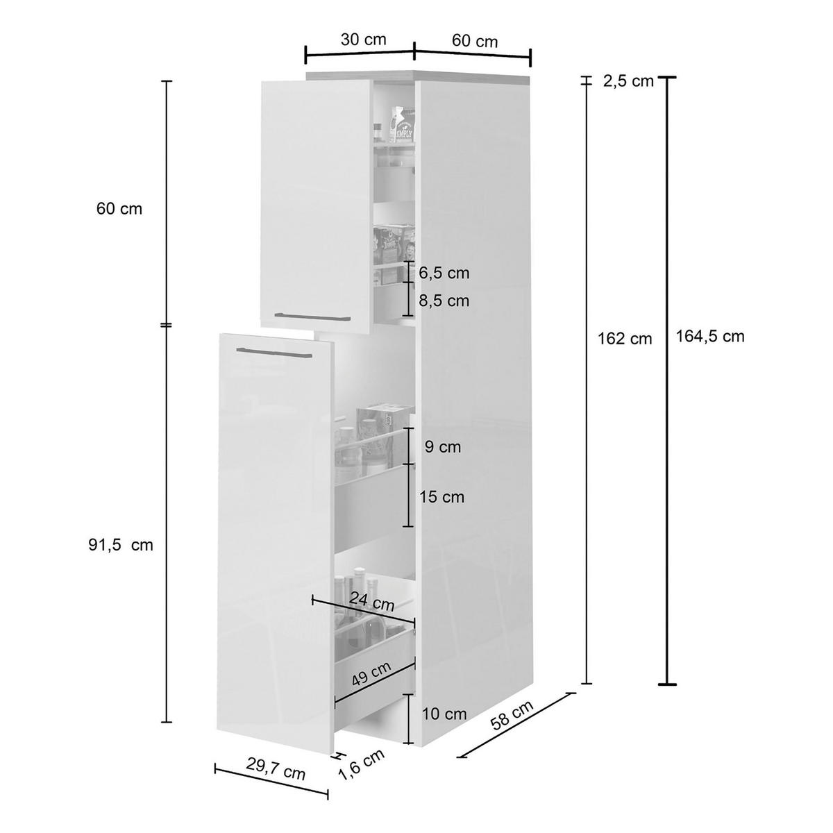 KÜCHENSCHRANK Anthrazit, Eiche 60/30/165 cm - Eichefarben/Anthrazit, Holzwerkstoff (30/165/60cm) - DMORA