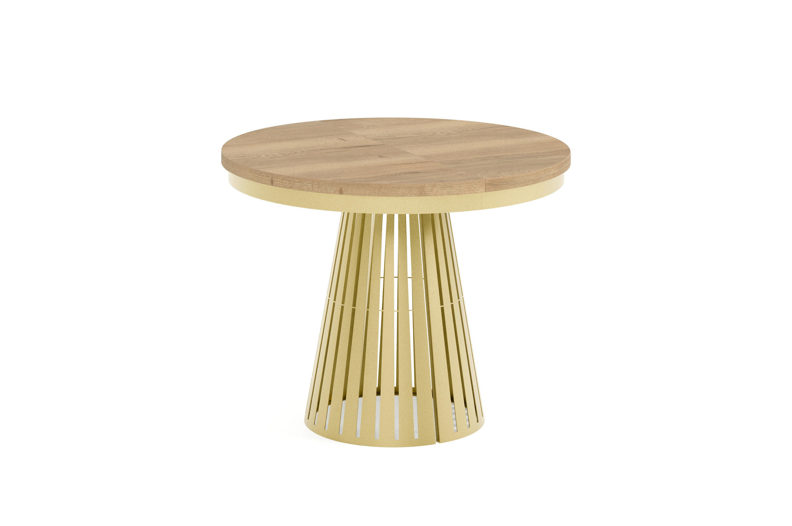 ESSTISCH Cone Bis - Hellbraun/Goldfarben, Holzwerkstoff/Metall (100/100/76cm) - Meblini