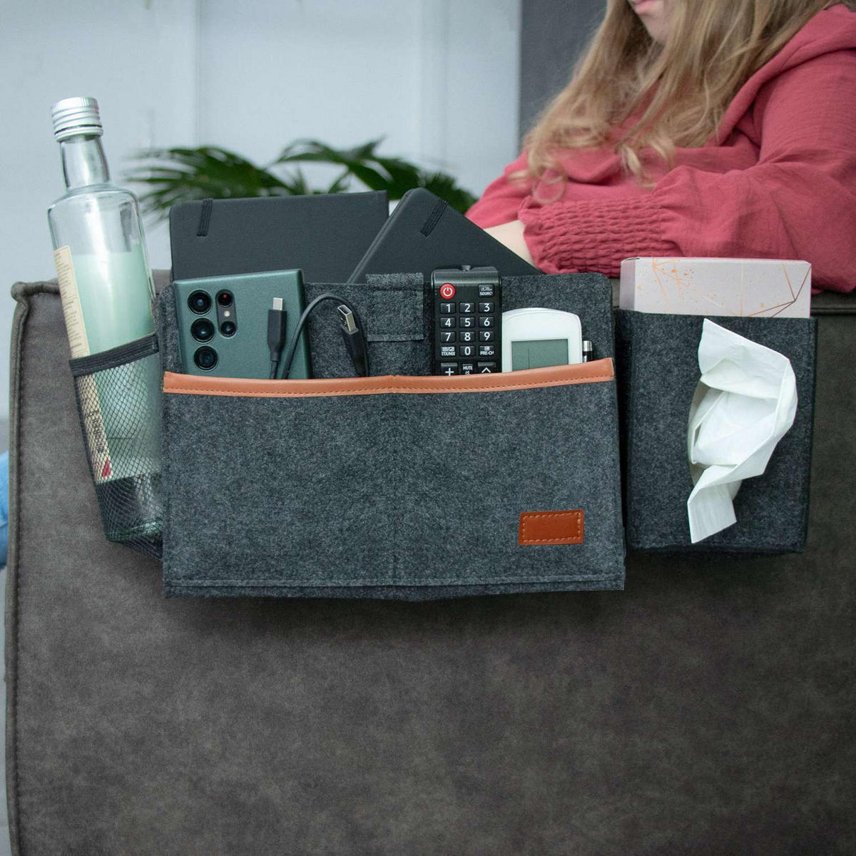 SOFA TASCHE - Dunkelgrau, Textil (11.3/19.5/41cm) - Intirilife