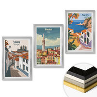 WANDBILDER 3er Set - 40x60 cm Silberner Rahmen - Retro-Illustrationen von Weltstädten - Silberfarben, Kunststoff (40/60cm) - ArtPrintCave