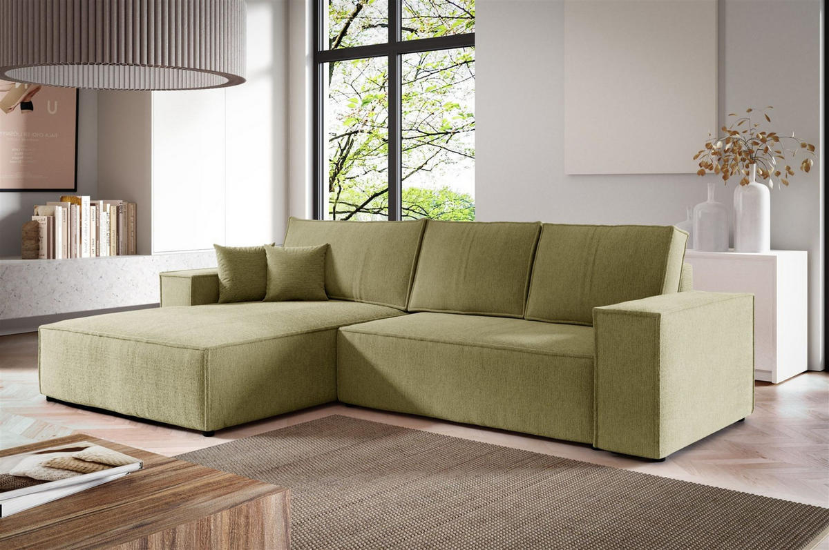 ECKSOFA Corunia In Aragon - Grün, Holzwerkstoff/Textil (294/185cm) - Fun Möbel