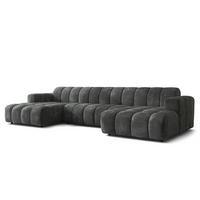 WOHNLANDSCHAFT AENIS Grau Chenille - Grau, Holz (398/85/165cm) - MASSENO
