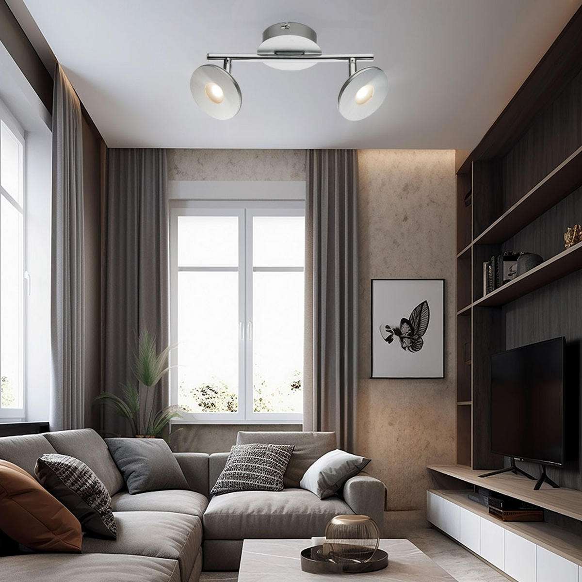 LED DECKENLEUCHTE Aluminium Silber - Silberfarben, Metall (25.4/10/14.2cm) - Globo Lighting