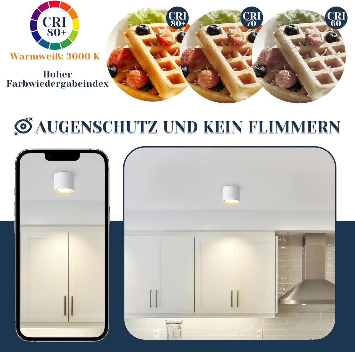 DECKENSTRAHLER Lichtmar 10/8/10 cm - Schwarz, Metall (10/10/8cm) - ZMH