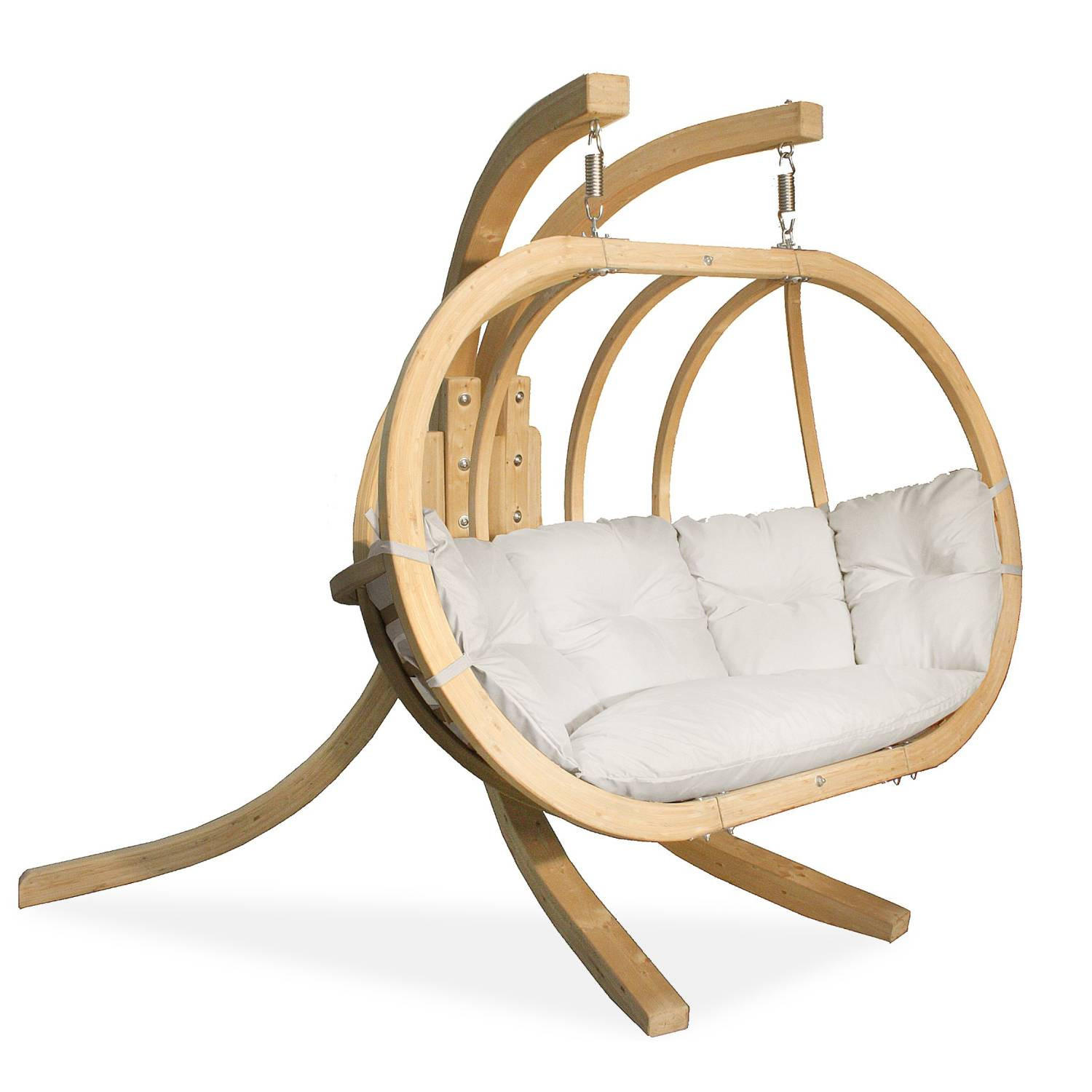 HÄNGESESSEL mit Gestell CALLISTO ,Creme - Creme, Holz/Textil (240/183/137cm) - KONSIMO®