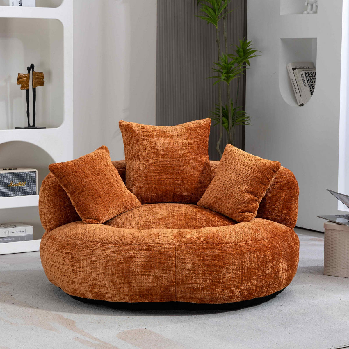 SITZSACK Chenille, Sofa mit 3 extra Kopfkissen,Chenille,Orange - Orange, Textil (108/52/108cm) - LVHOM