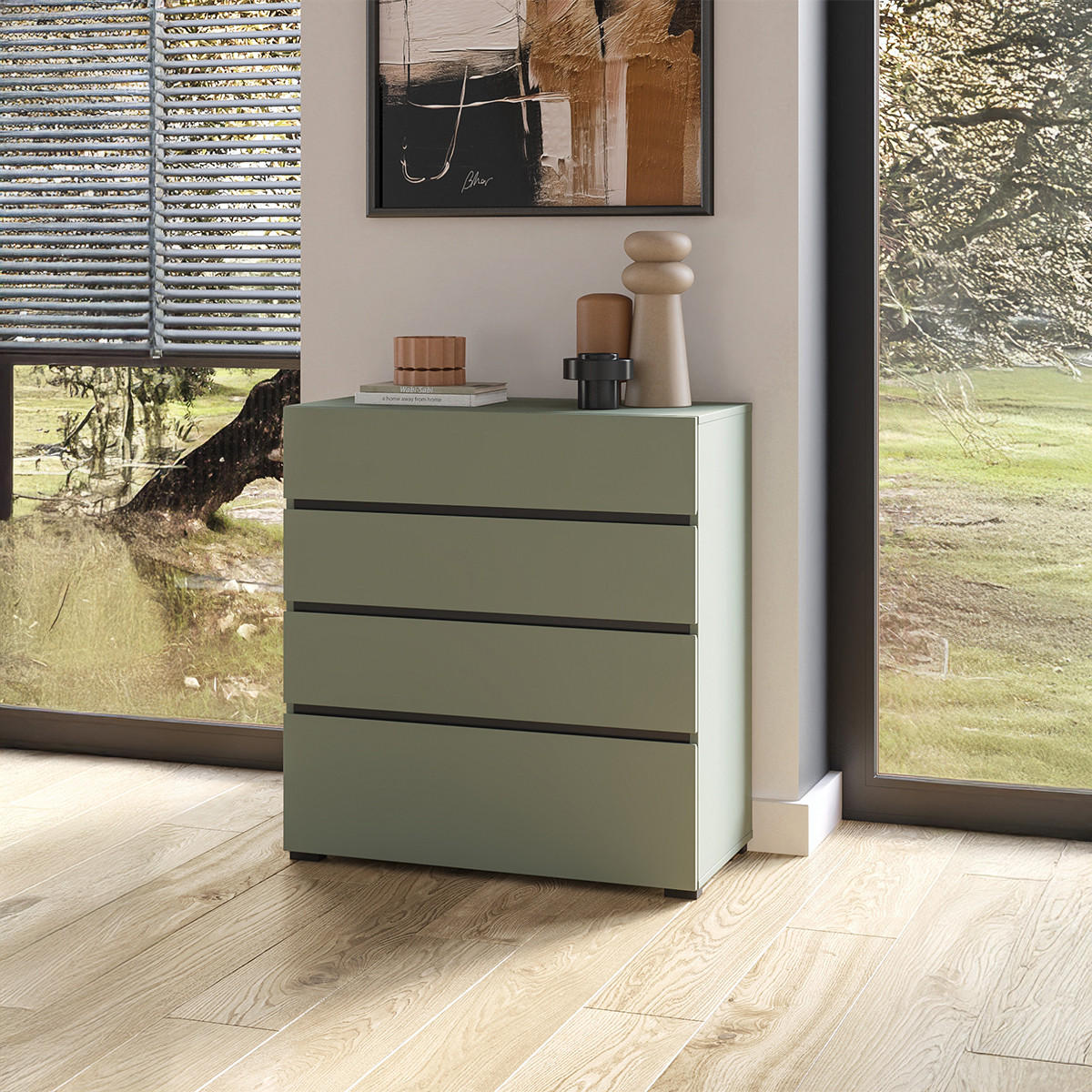 KOMODA Lilia Zelená - zelená barva, kompozitní dřevo (80/85.1/40cm) - Petits-meubles