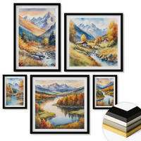 WANDBILDER 5er-Set - 50x50 cm & 20x30 cm & 40x60 cm Schwarzer Rahmen - Ansichten der Zitronenarchitektur von Positano - Schwarz, Kunststoff (40/60cm) - ArtPrintCave