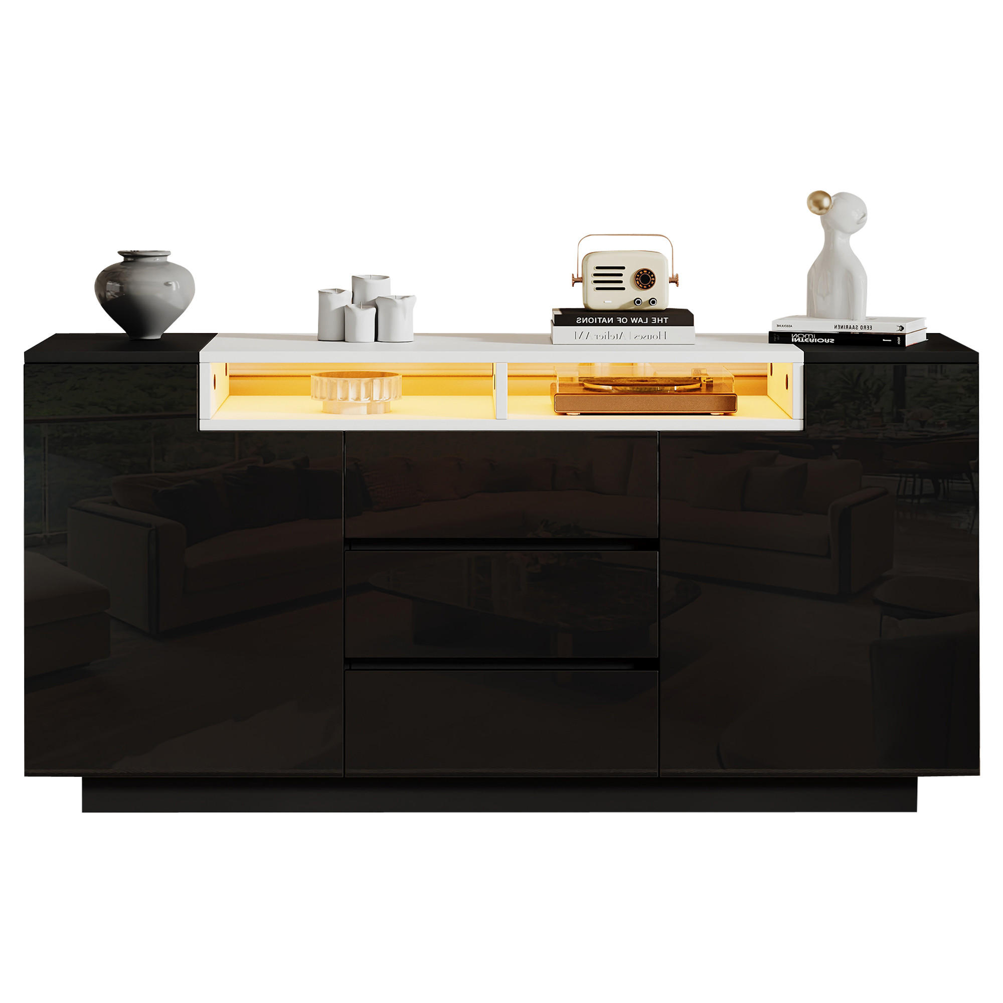 Flieks Sideboard Schwarz 140x68x40 cm