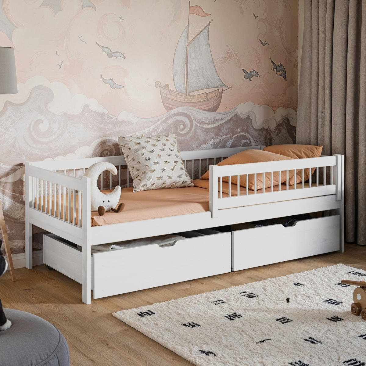 KINDERBETT mit 2 Schubladen 90x200 cm in weiß - Weiß, Holz (90/200cm) - Kids Collective