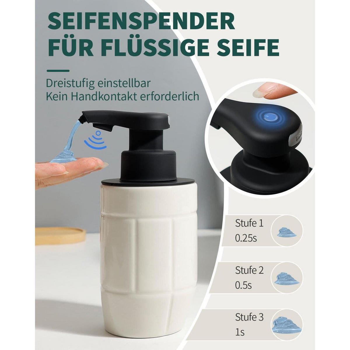 SEIFENSPENDER Automatisch Keramik Weiß 320ml - Weiß, Keramik (6.5/17/9.5cm)