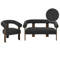 SOFA-SET Bouclé Schwarz/Dunkelbraun Ilbro - Dunkelbraun/Schwarz, Textil (138/76/68cm) - Beliani