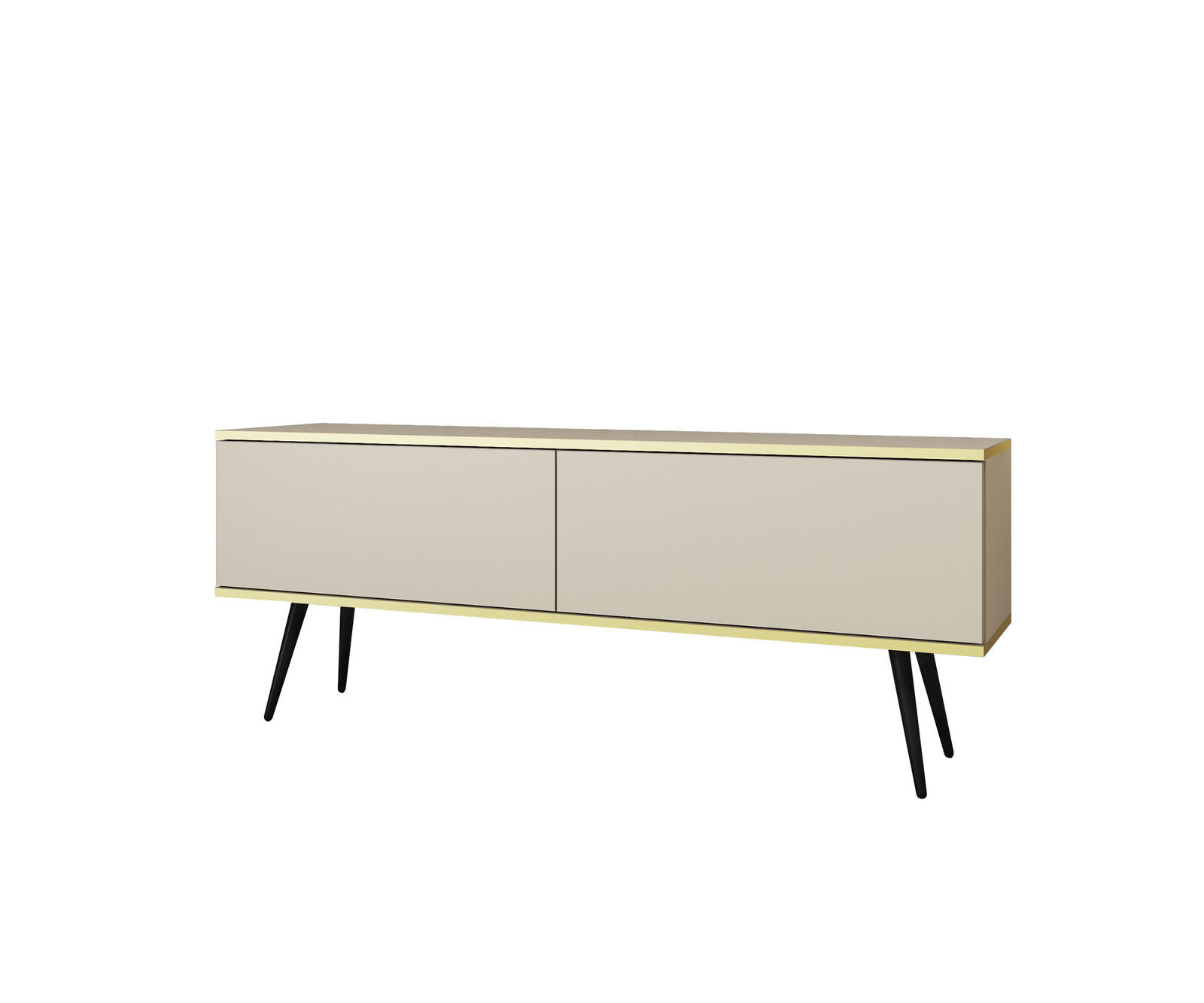 Ravio Tv-Lowboard Beige, Schwarz 135x53x32 cm