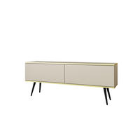 TV-LOWBOARD FORNO (Beige, Goldene Details, 2 Türen, schwarze Metallfüße, 135 cm) - Beige/Schwarz, Holz/Holzwerkstoff (135/53/32cm) - Ravio