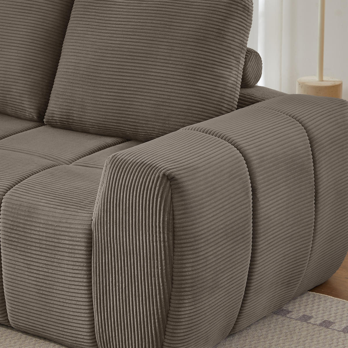 ECKSOFA Cord Taupe - Taupe, Textil (255/162cm) - WISHDOR