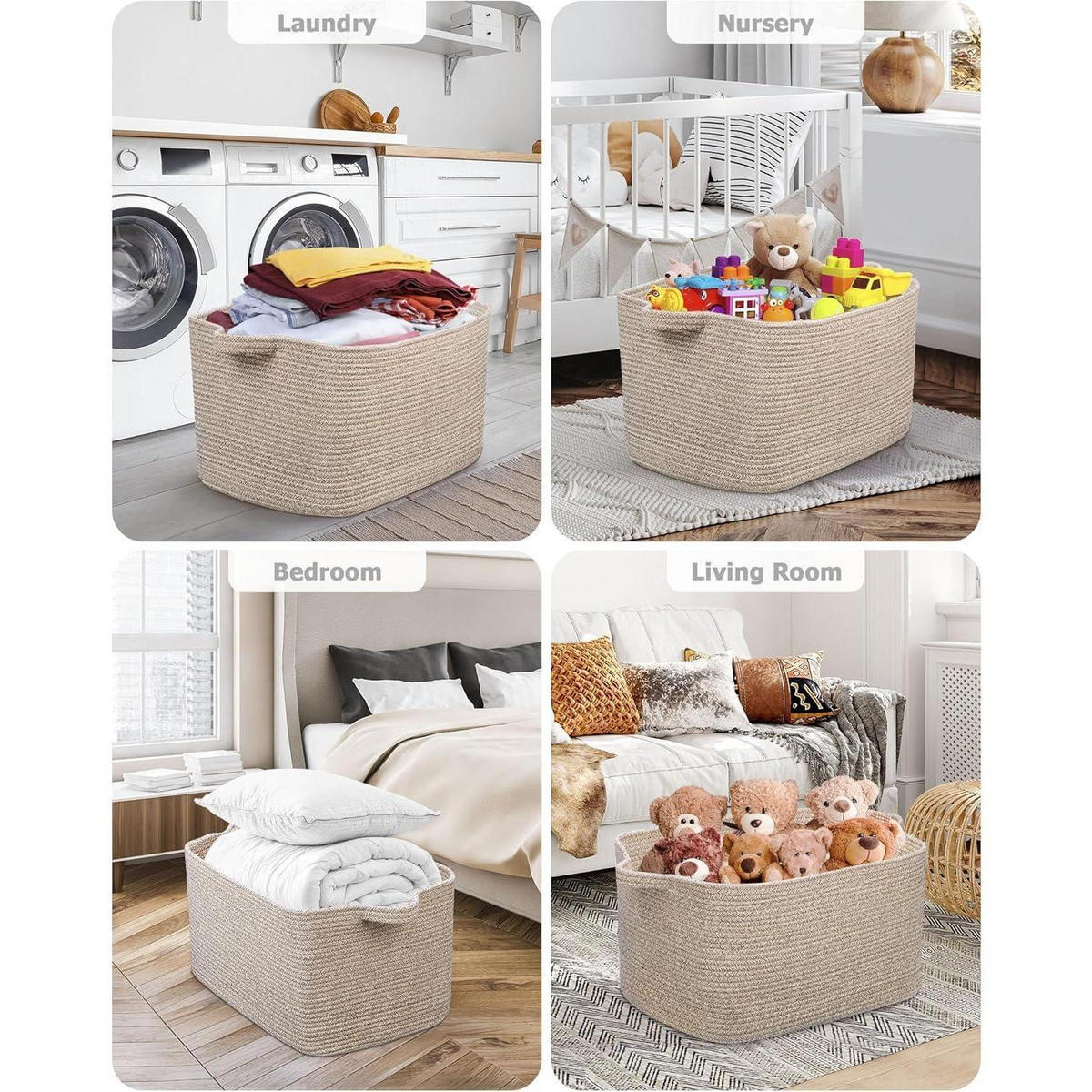 WÄSCHEKORB 2 Stück 63 L Baumwolle Braun - Braun, Textil (38/30/55cm)