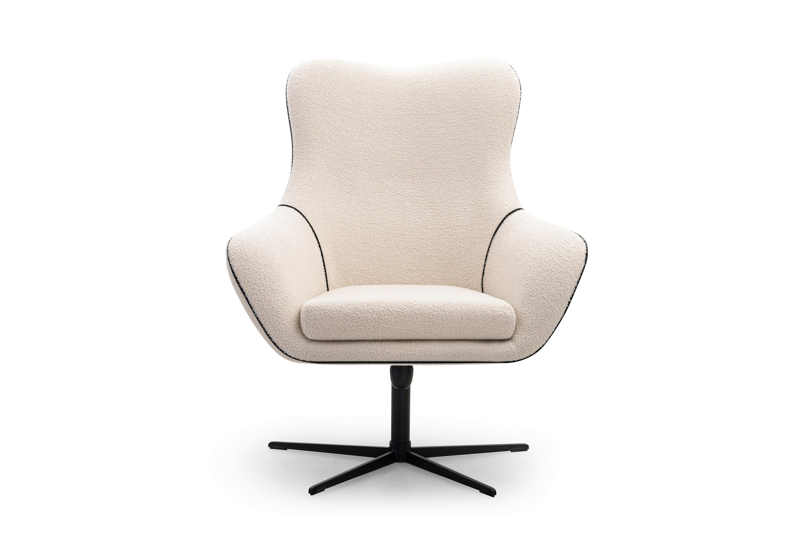 SESSEL SOGNO, Modern Polstersessel Loungesessel, Bucle-Stoff Beige - Beige, Holz/Metall (88/110/106cm) - MASSENO