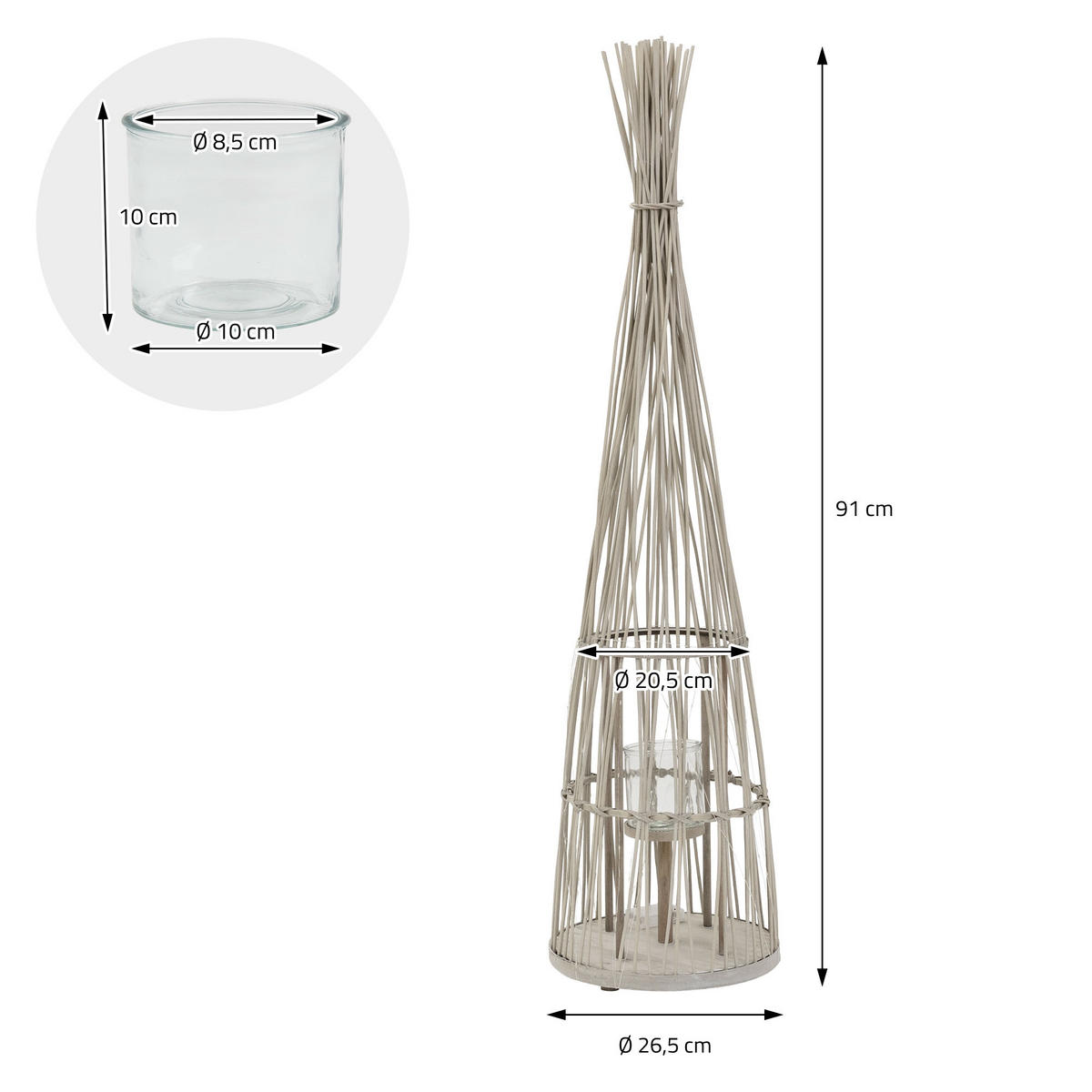 BAMBUSOVÁ LAMPION V: 91 cm, dřevěná barva, styl boho - přírodní, dřevo (26.5/91/26.5cm) - ECD-Germany
