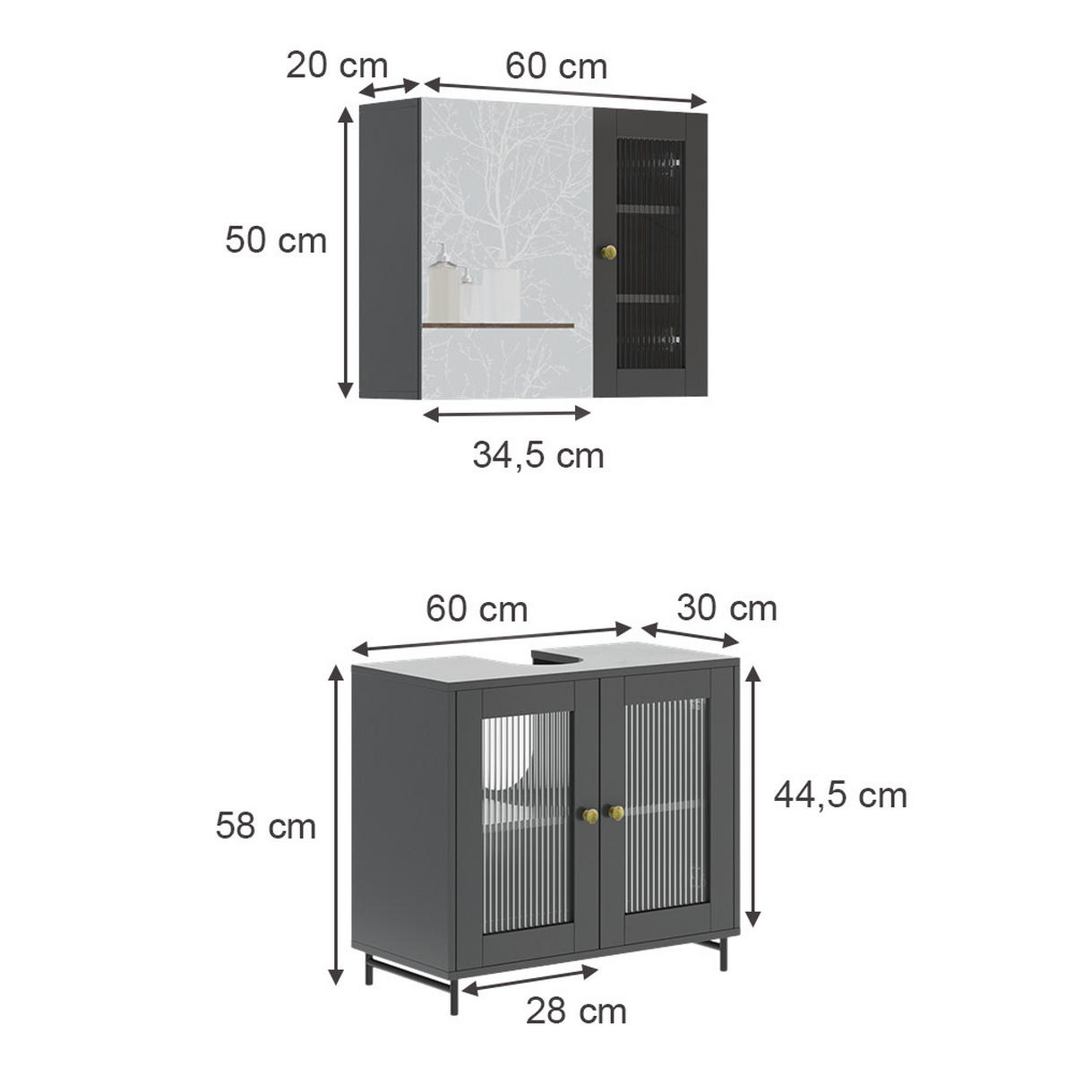 MALTE Šedá - šedá, kompozitní dřevo (60/58/30cm) - Vicco
