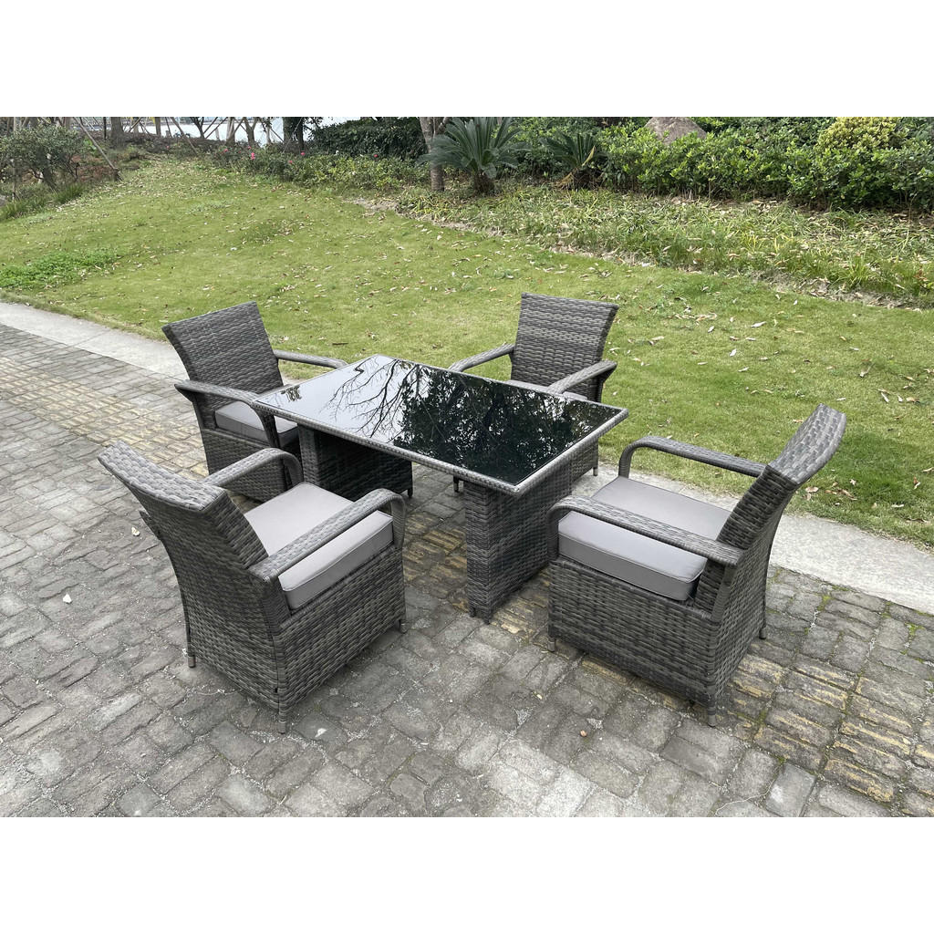 Thumbnail - Fimous Gartensofa, Dunkelgrau, Metall, Kunststoff, Glas, 4-Sitzer, Füllung: Schaumstoff, rund, Gartenmöbel, Gartenmöbel-...