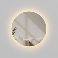 BADSPIEGEL Rund mit beleuchtetem Rand, 3 Lichtfarben, beschlagfrei, Ø 70 cm - Transparent, Glas (70/70/3.5cm) - EMKE