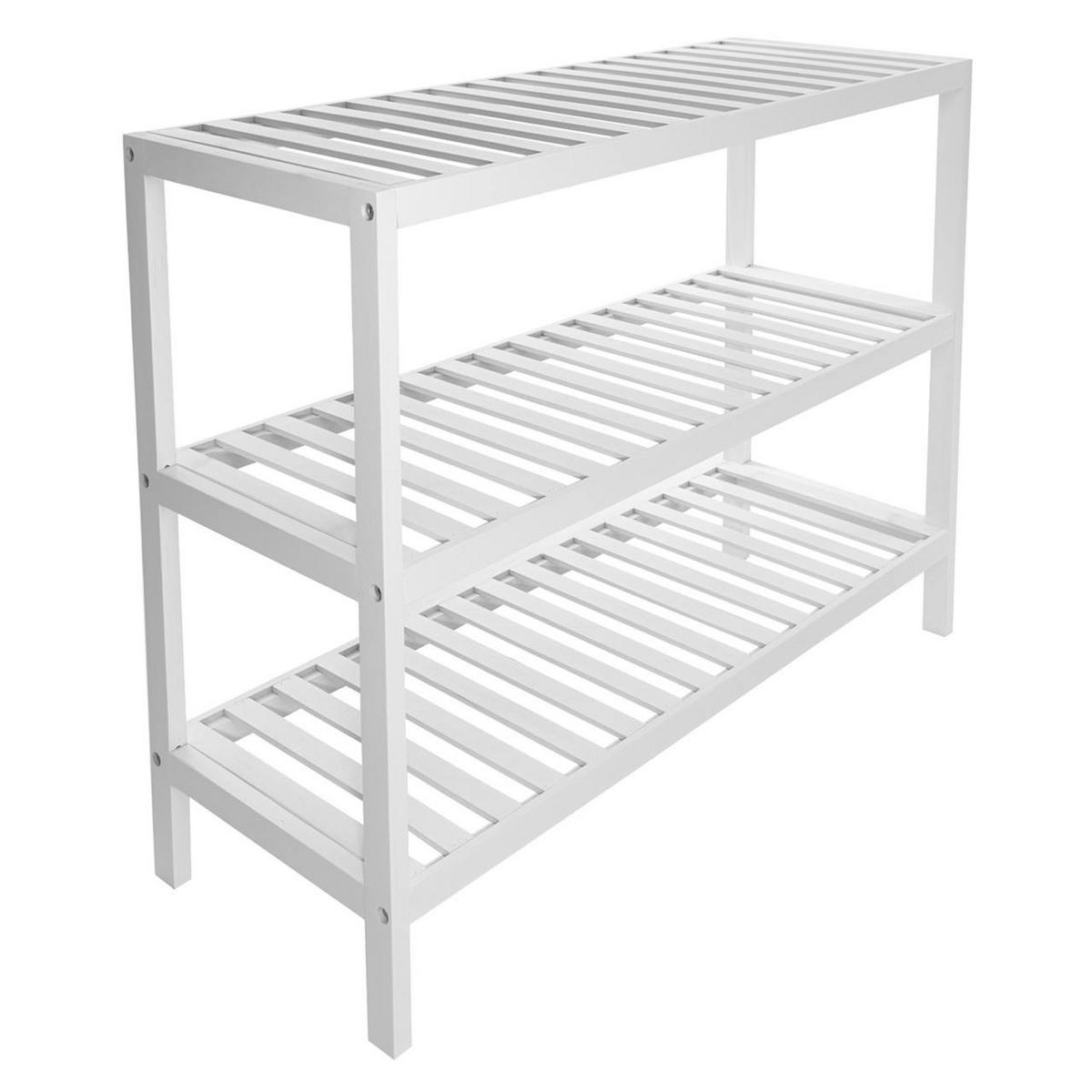 SCHUHREGAL Bambus Weiß 3 Ebenen 70/26/55 cm - Weiß, Holz (70/55/26cm) - Begryf