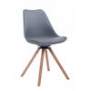 STUHL Lederlook grau - Eukalyptusholzfarben/Grau, Holz/Textil (48/84/56cm) - CLP