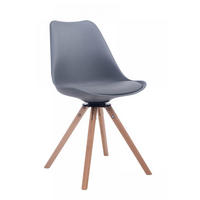 STUHL Lederlook grau - Eukalyptusholzfarben/Grau, Holz/Textil (48/84/56cm) - CLP