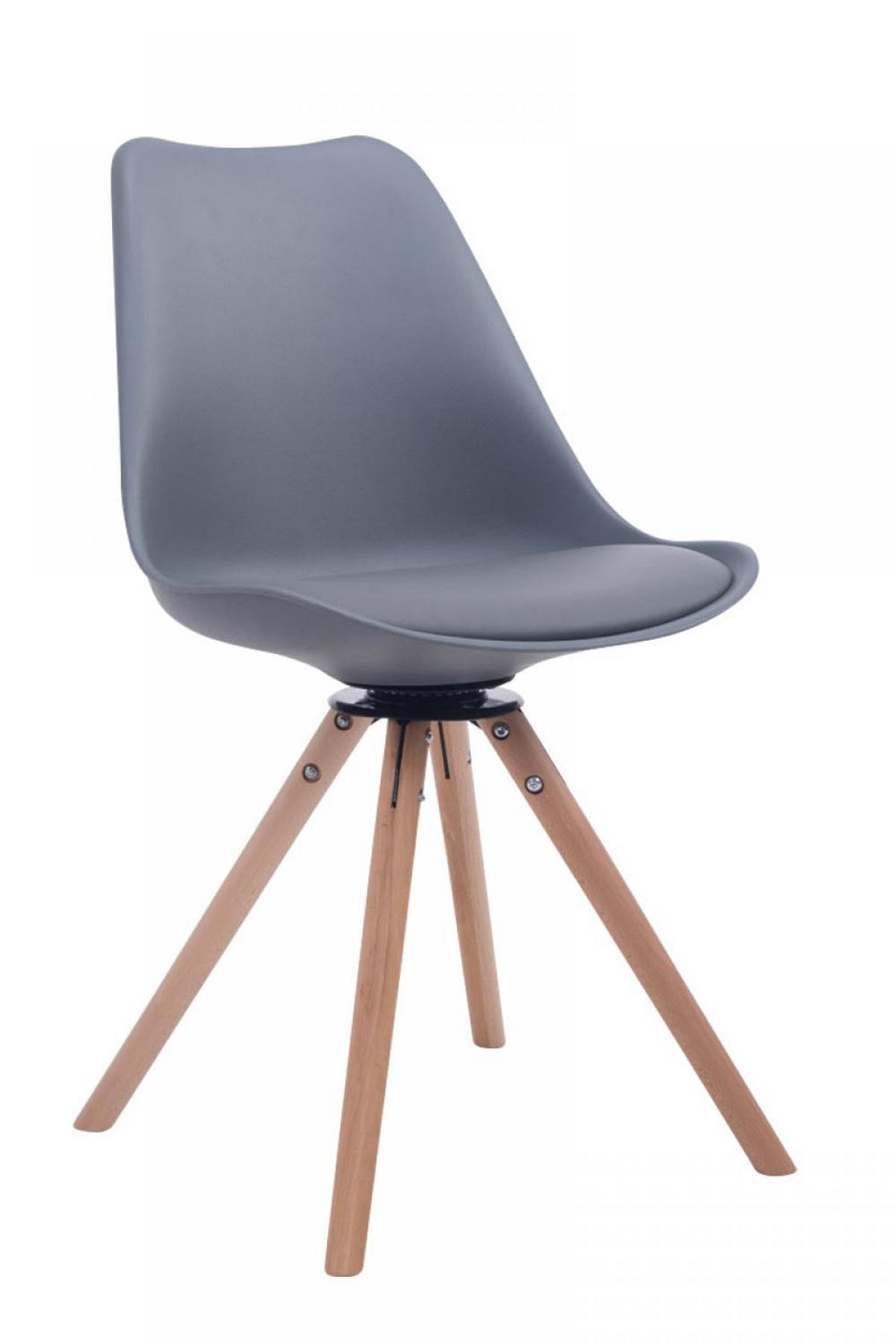 STUHL Lederlook grau - Eukalyptusholzfarben/Grau, Holz/Textil (48/84/56cm) - CLP