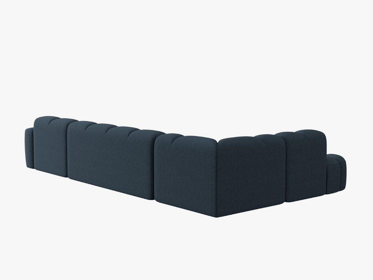 PANORAMASOFA links Lisa aus strukturiertem Stoff dunkelblau 7 Sitzplätze - Dunkelblau, Textil (234/77/387cm) - Micadoni