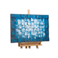 HOLZBILD Blau 90/60 cm - Blau/Weiß, Holz (4.5/60cm) - KUNSTLOFT