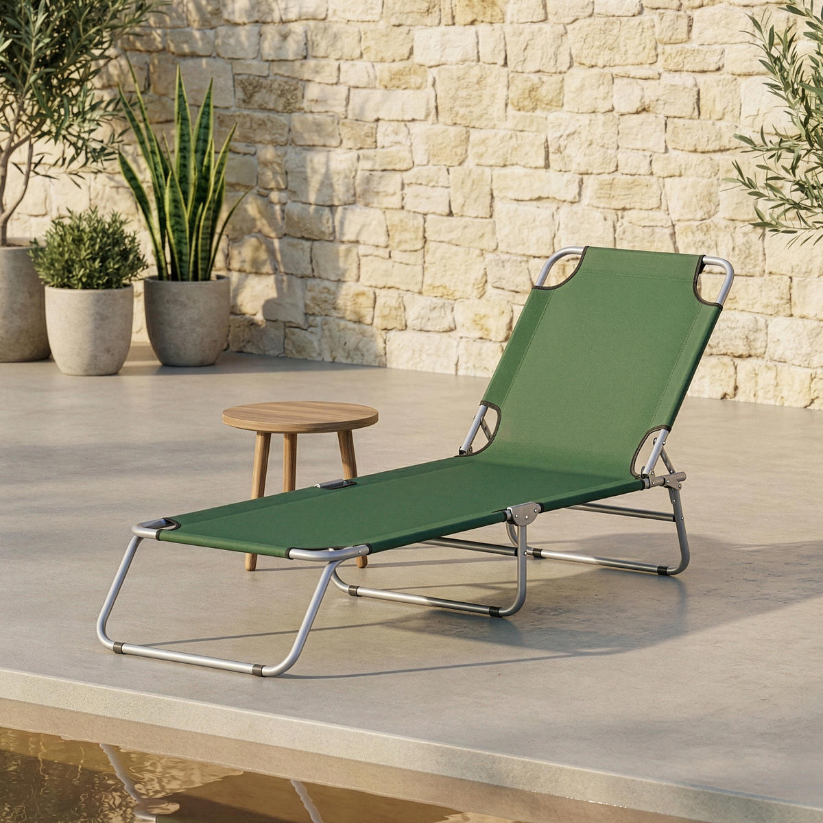 SONNENLIEGE Carcao - Dunkelgrün, Textil/Metall (186/24/55cm) - casa.pro