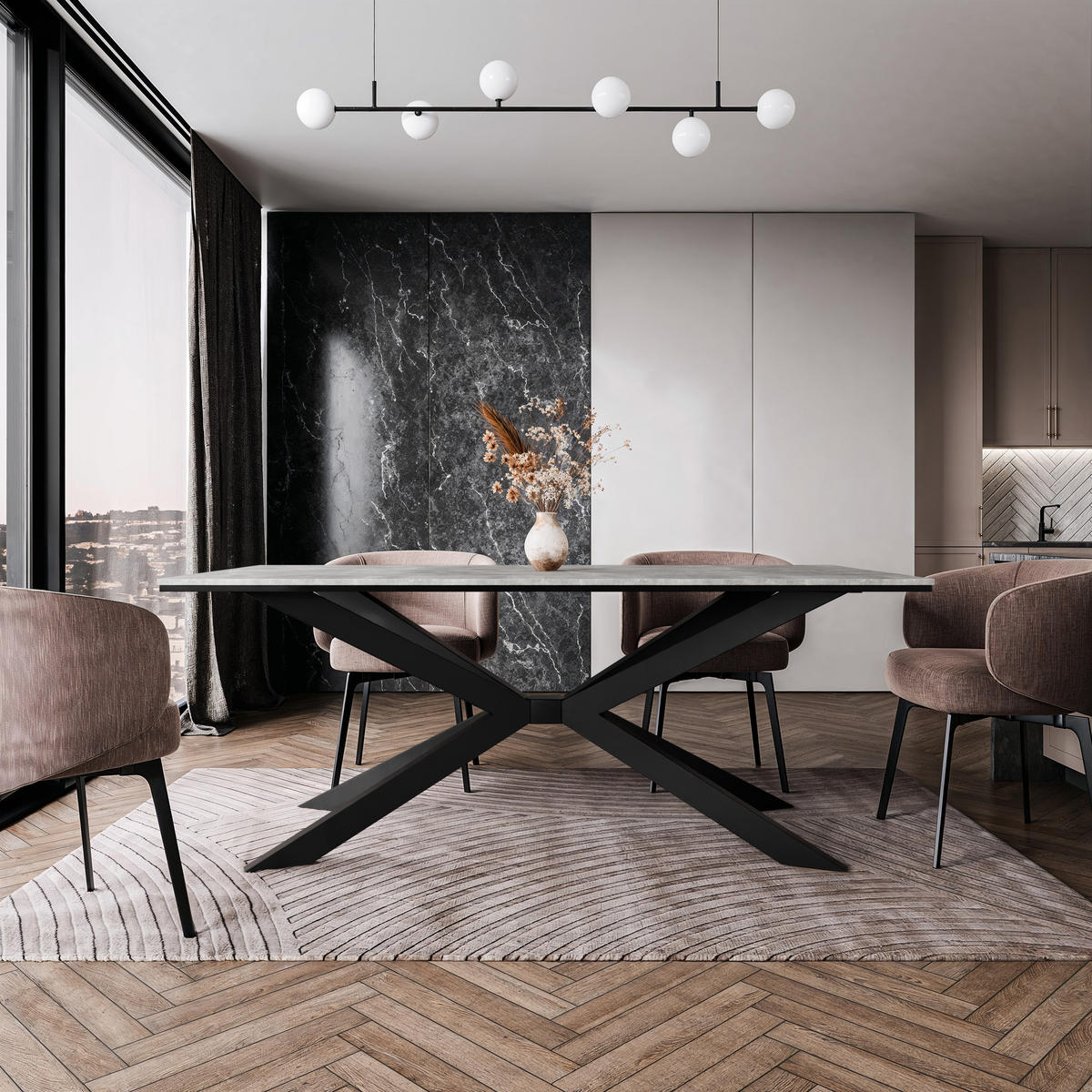 ESSTISCH 190 cm in Steingrau - Grau, Metall (90/190/76.5cm) - Home Collective
