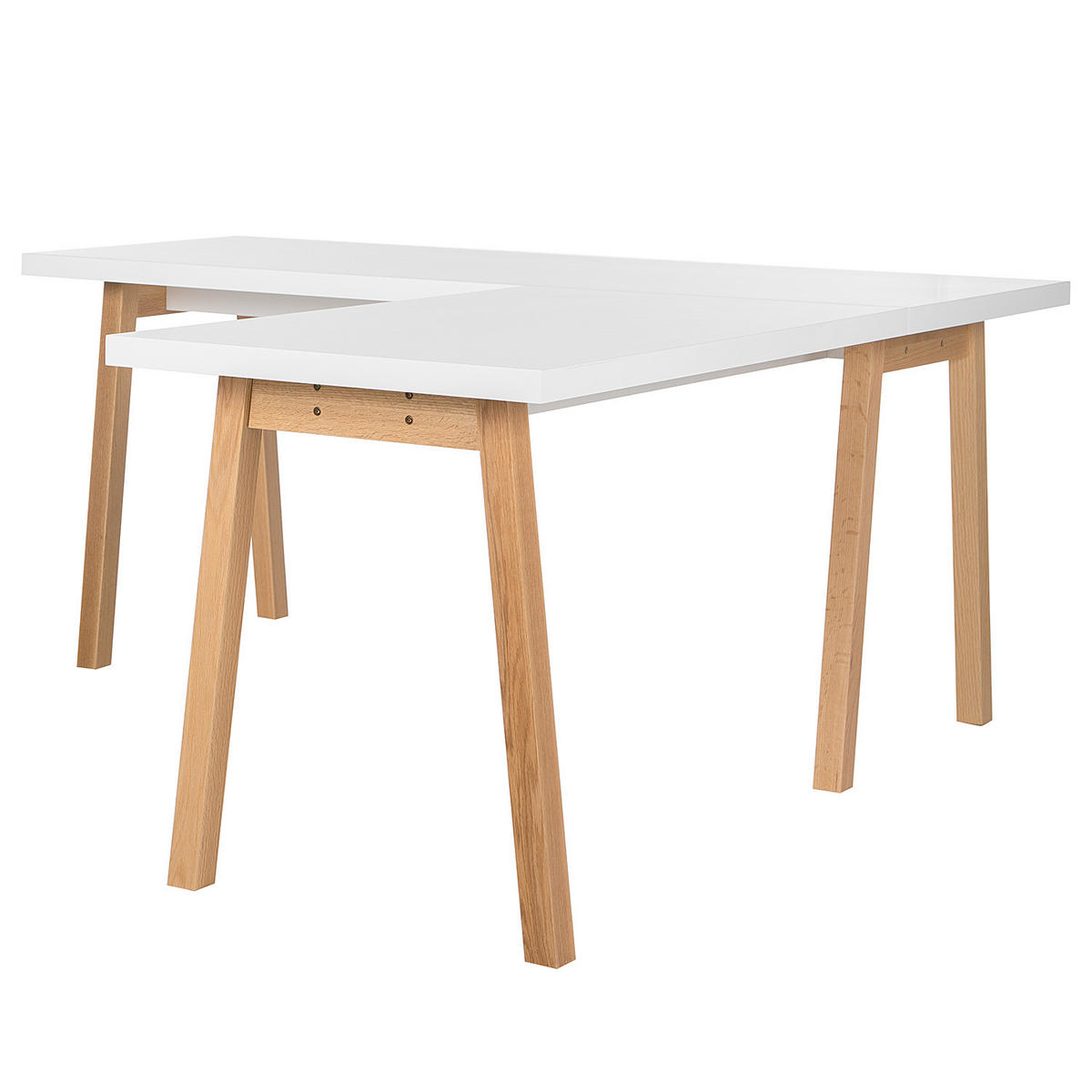 ECKSCHREIBTISCH - Hochglanz Weiß / Eiche - Eichefarben/Weiß, Holzwerkstoff (170/170/74cm) - home24