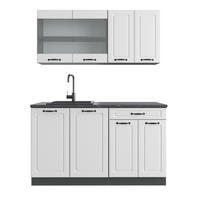 SINGLEKÜCHE R-Line Weiß Landhaus/Anthrazit 140 cm, AP Anthrazit - Anthrazit/Weiß, Holzwerkstoff (140/81.6/60cm) - Vicco