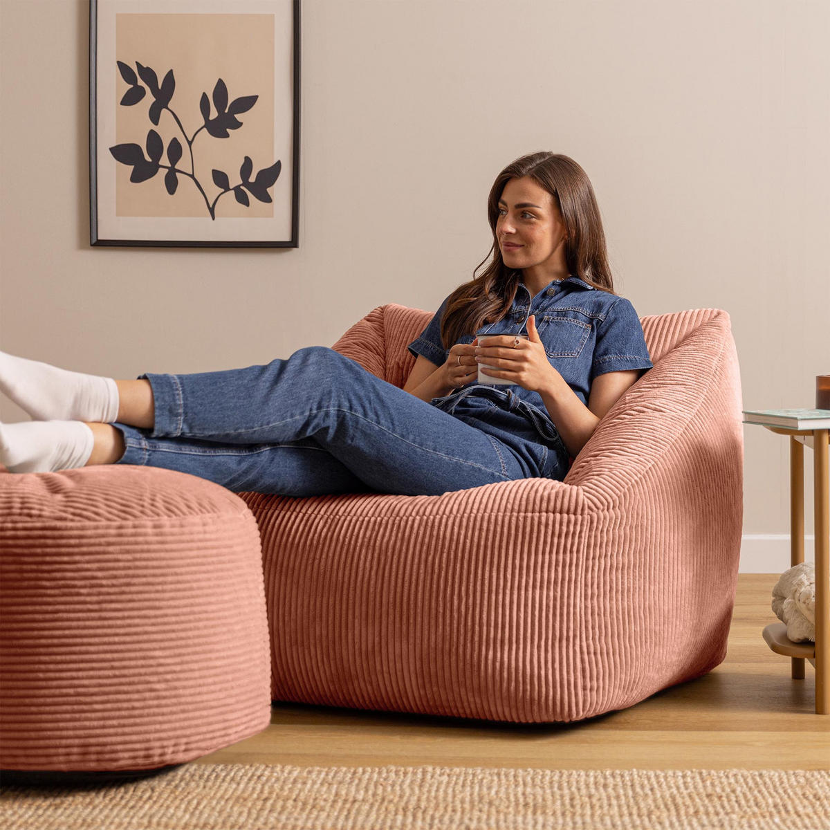 SITZSACK Sessel Natalia + Sitzpouf - Pink, Textil (97/73/84cm) - icon