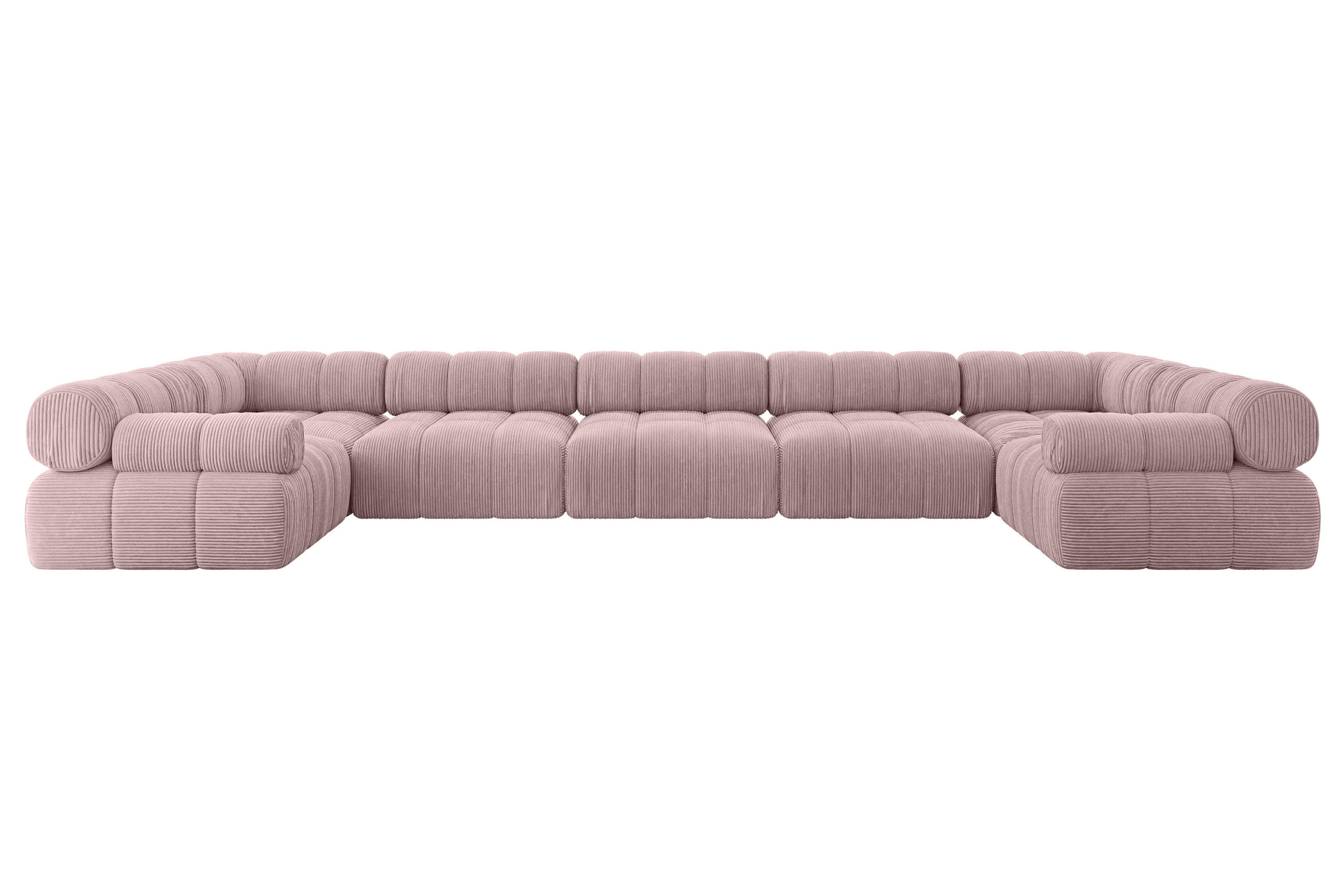 WOHNLANDSCHAFT modulares Sofa Birno-U3 - 475x190x70 cm Rosa Cord - Rosa, Holzwerkstoff/Textil (475/70/190cm) - ALTDECOR