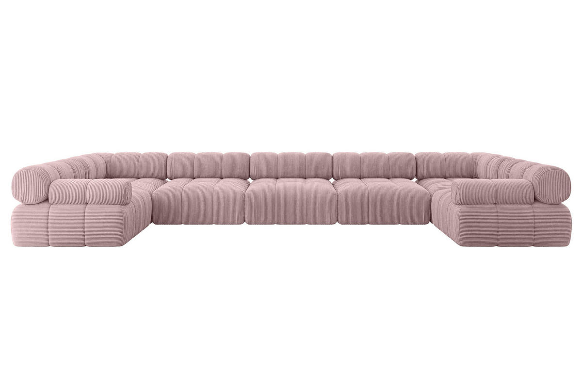 WOHNLANDSCHAFT modulares Sofa Birno-U3 - 475x190x70 cm Rosa Cord - Rosa, Holzwerkstoff/Textil (475/70/190cm) - ALTDECOR