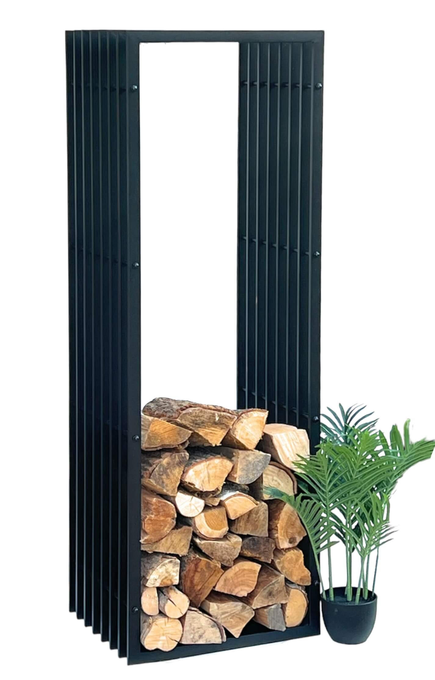 KAMINHOLZREGAL Metall Schwarz 150 cm 96430 - Schwarz, Metall (50/150/40cm) - DanDiBo