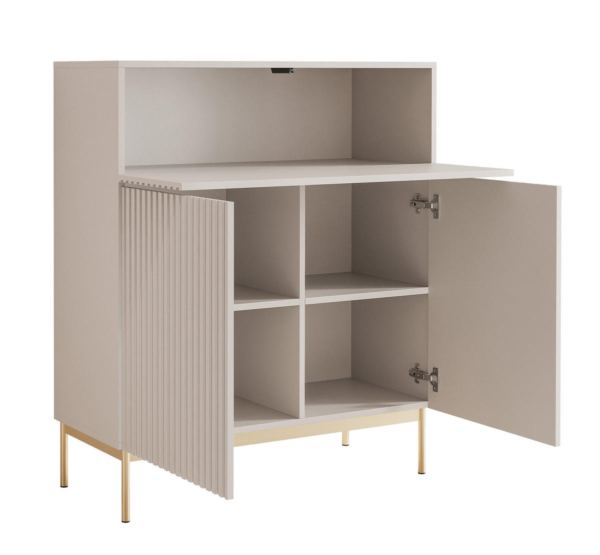 HIGHBOARD Linearis Kaschmirgrau 92 cm - Taupe/Goldfarben, Holzwerkstoff/Metall (91.9/105.4/35cm) - Selsey