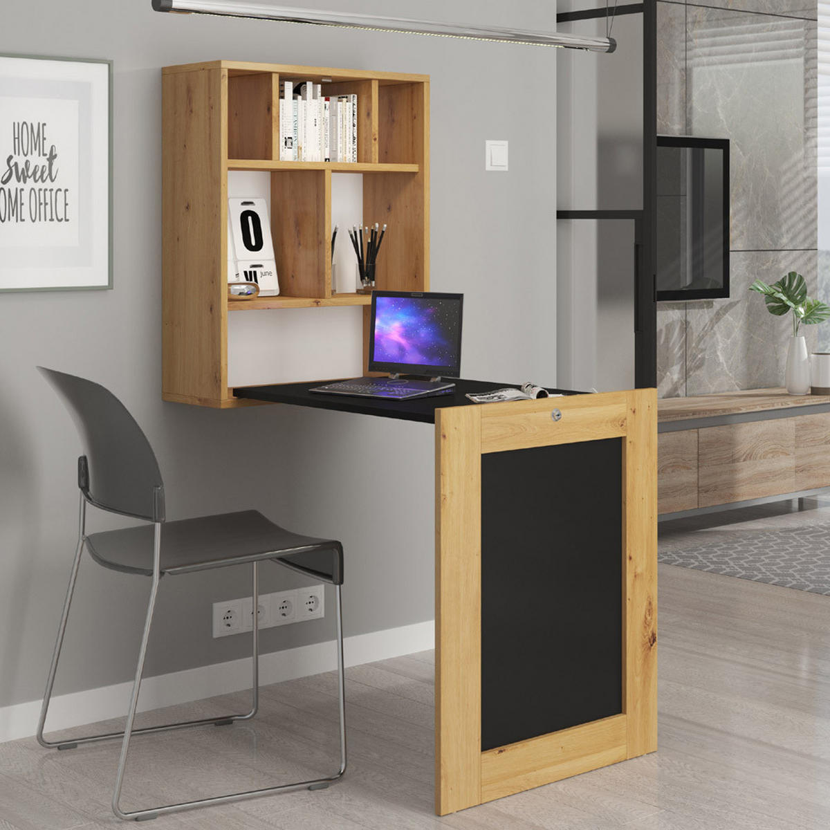 SCHREIBTISCH Artisan Eiche, Schwarz 60/144/90 - Schwarz, Holzwerkstoff (90/60/144cm) - RAUMHIRSCH FURNITURE
