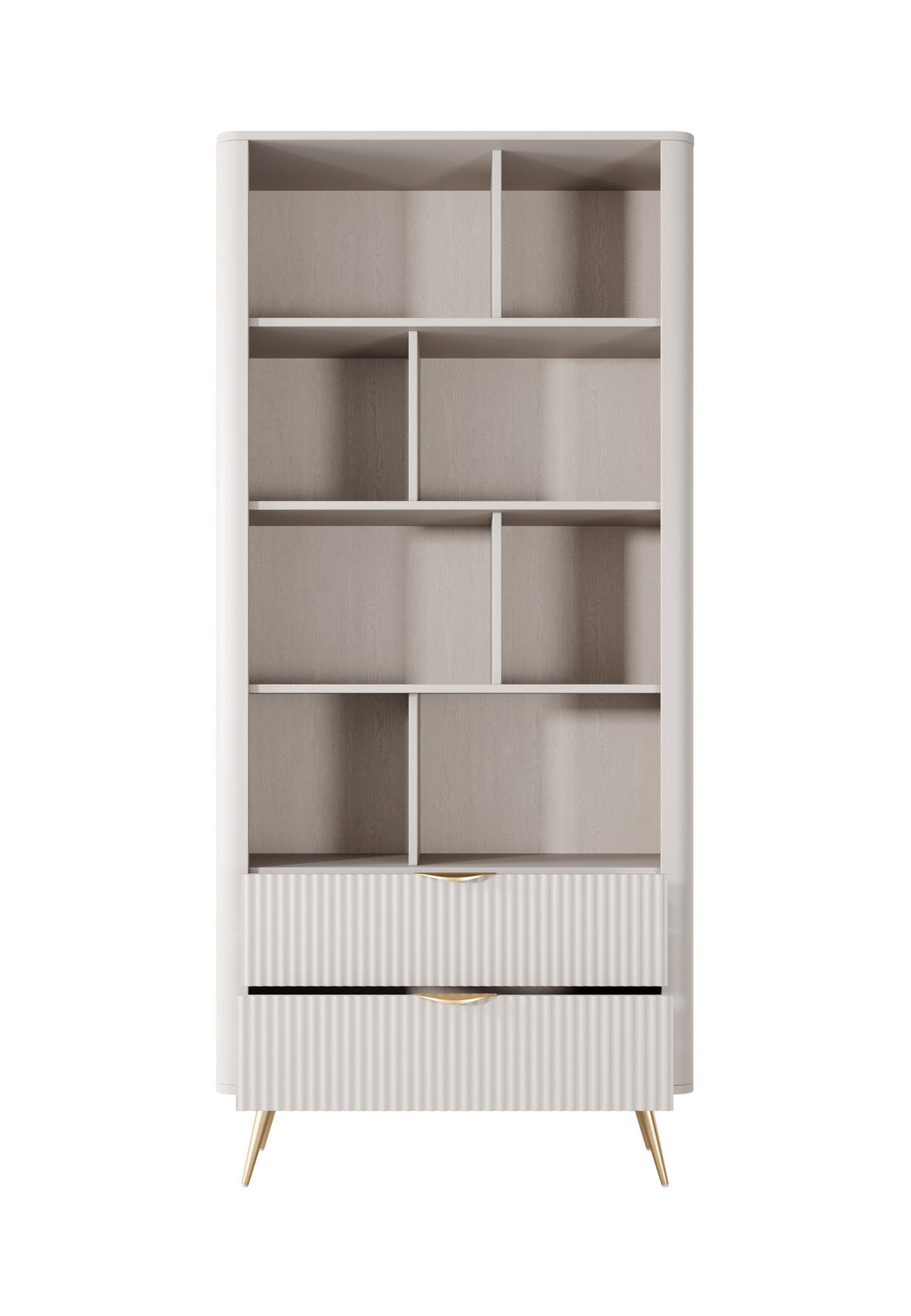 REGAL Lante Beige, Bücherregal mit 2 Schubladen - Beige, Holzwerkstoff (88/194/38cm) - Bettso